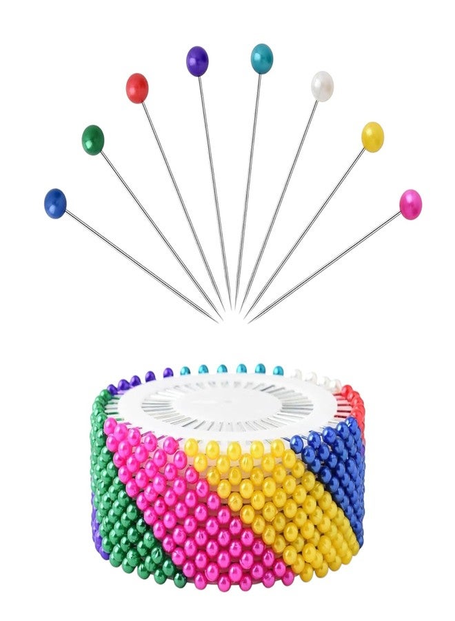 RIANZ® Pack of 480 Bell Pins - Mixed Colour - Pearl Head Pins - Sewing Pin for Tailor, Dressmaking, Patchwork, Wedding, Florist, Decoration, Art and Craft - Multipurpose (Multicolor) - Image 1